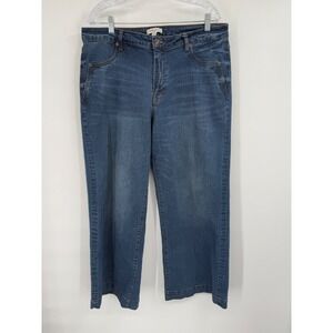 Frye & Co‎ Women's Wide Leg High Rise Straight Blue Denim Jeans Stretch Sz 16